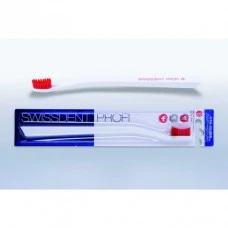 SWISSDENT PROFI Colours Soft Medium zobu birste (balta ar sarkaniem sariņiem) 
