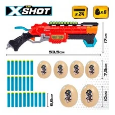 Pistole ar 24 porol. &scaron;autriņam, 6 olam līdz 27 m X-Shot Dino Attack ZURU 8 g+ CB46560