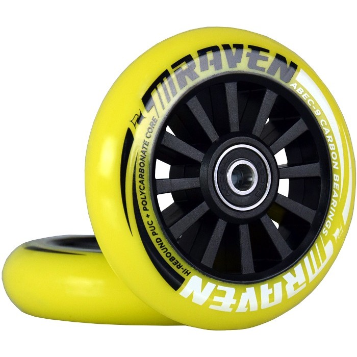 Slick Lemon (100 mm+ABEC9) Raven ritenis ar gult.